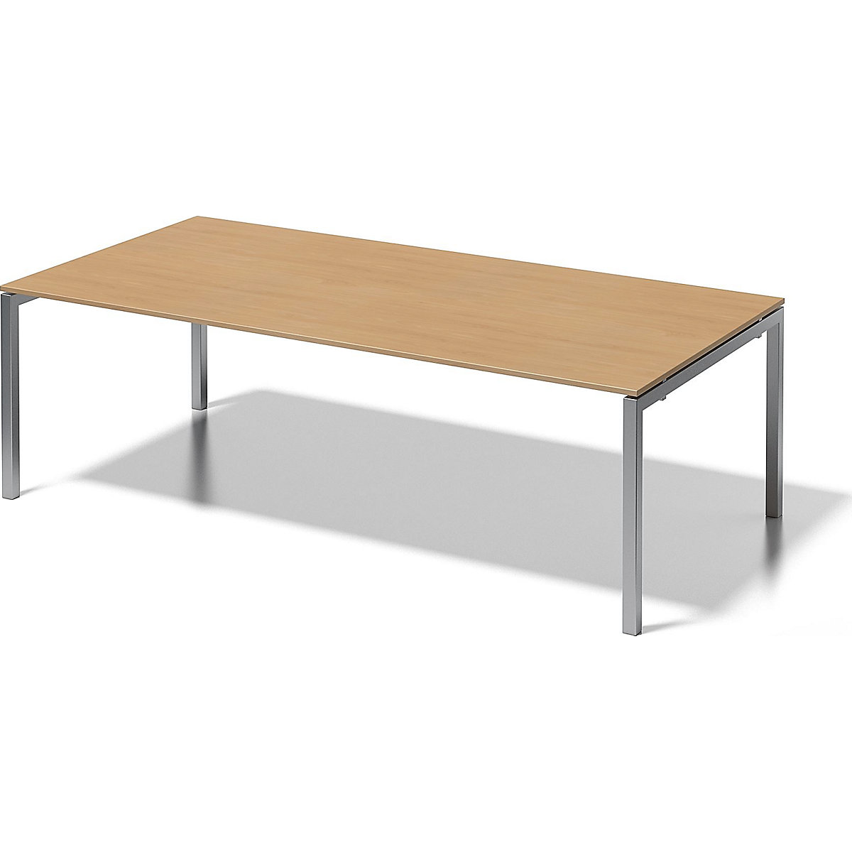 Birou CITO, cadru U – BISLEY, î. x lăț. x ad. 740 x 2400 x 1200 mm, cadru argintiu, blat fag