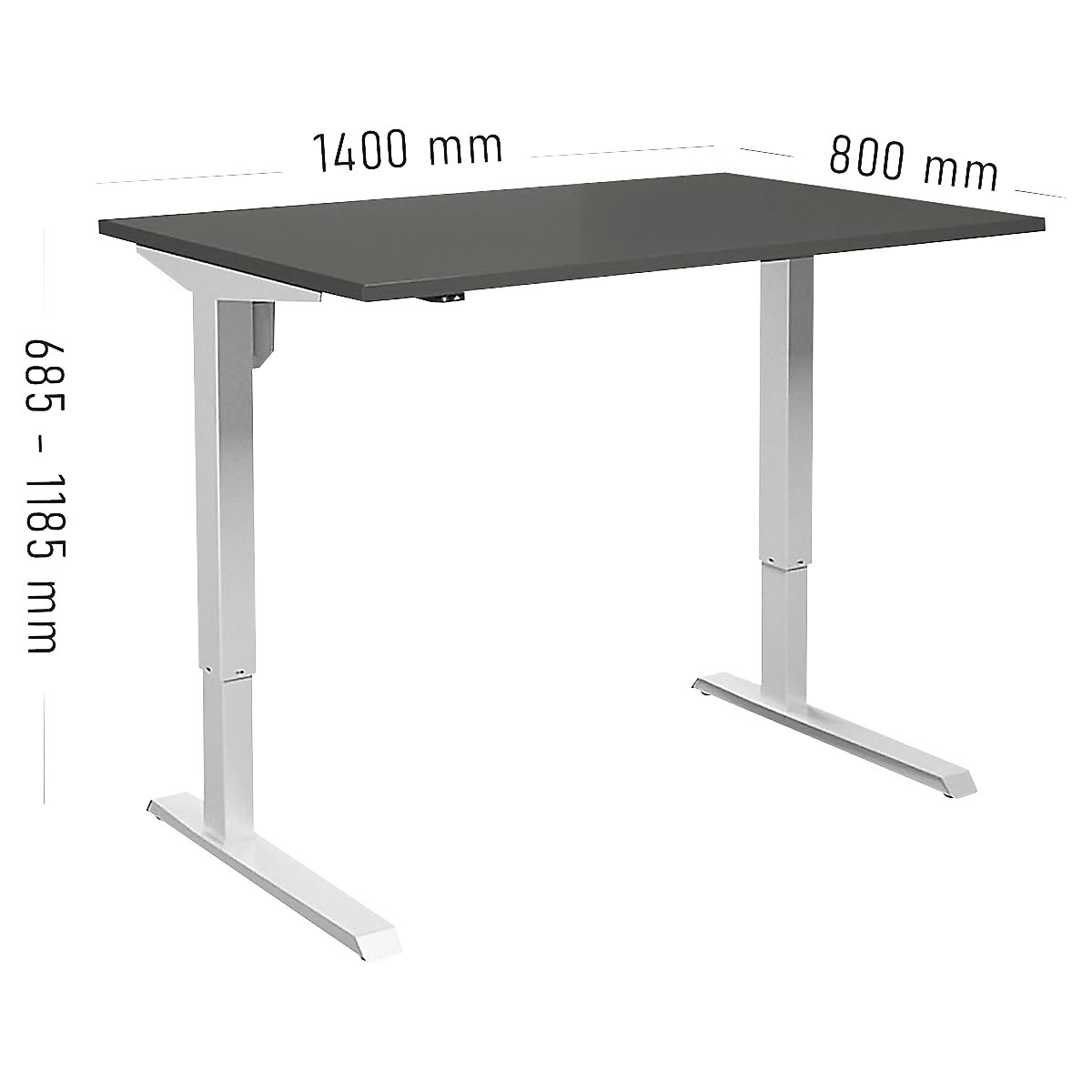 Birou Venla, înălțime reglabilă electric – eurokraft basic (Imagine produs 2)-1