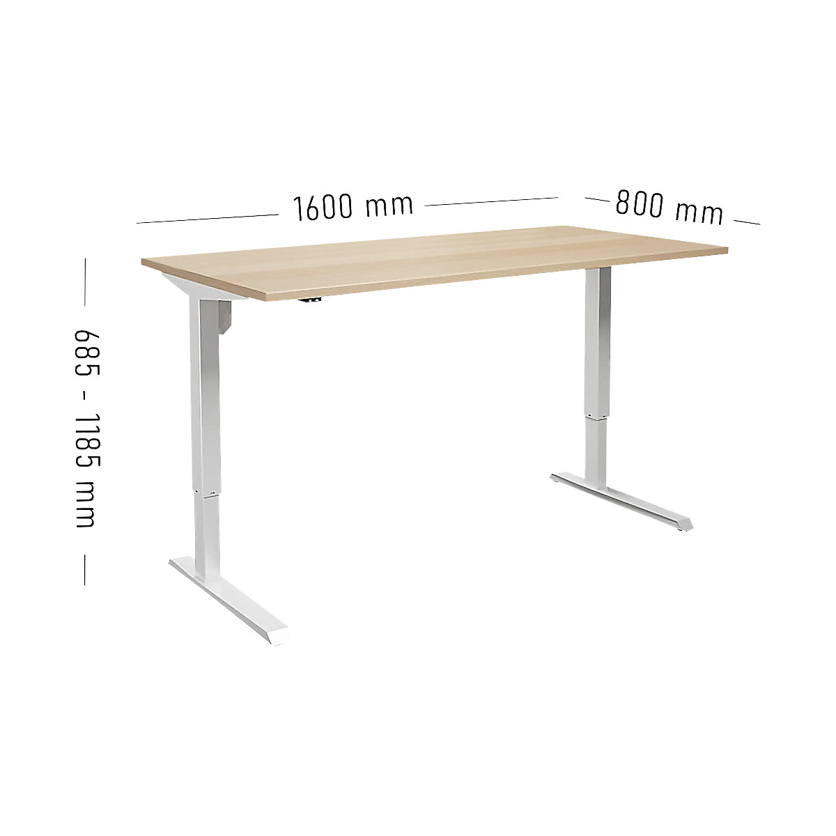 Birou Venla, înălțime reglabilă electric – eurokraft basic (Imagine produs 2)-1