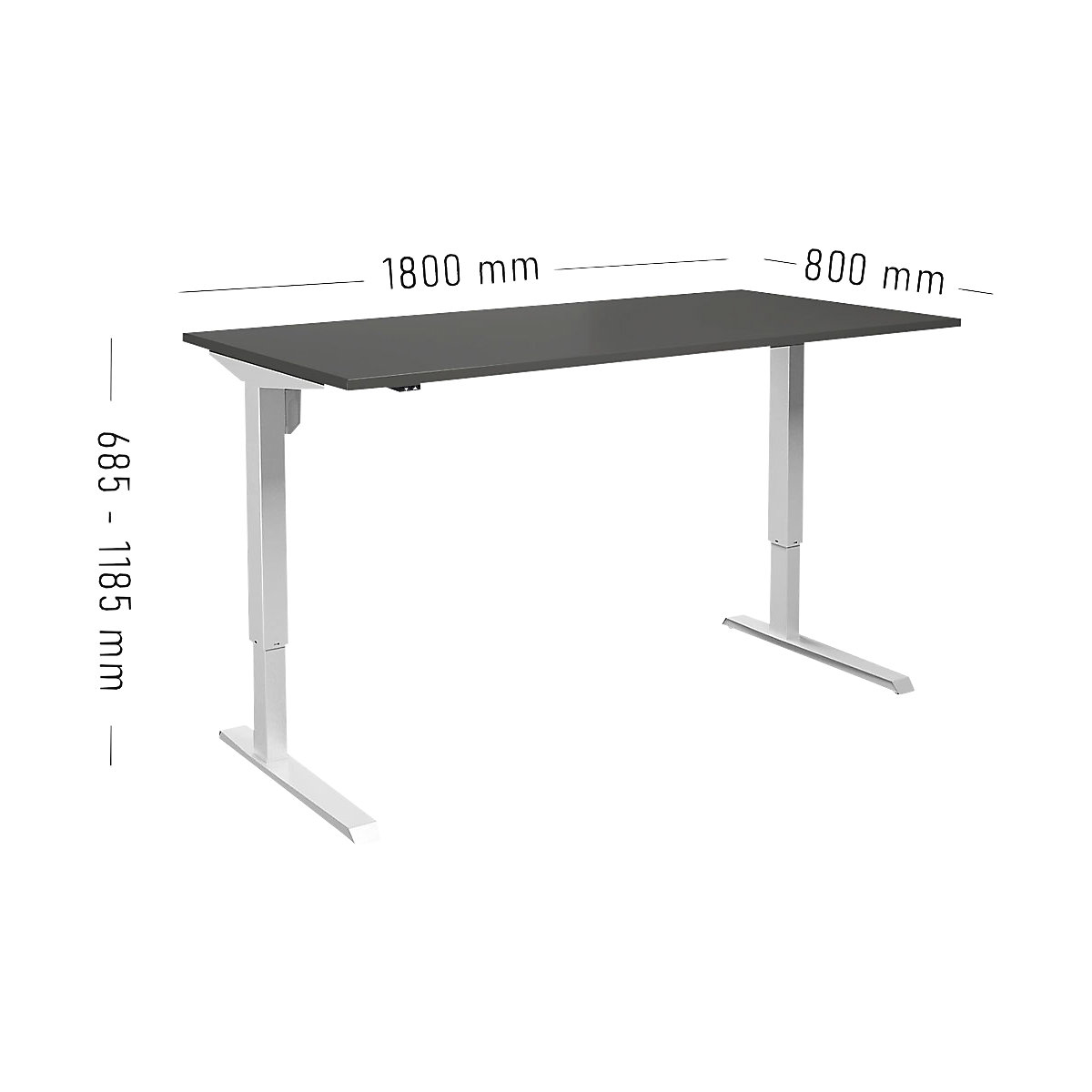 Birou Venla, înălțime reglabilă electric – eurokraft basic (Imagine produs 2)-1