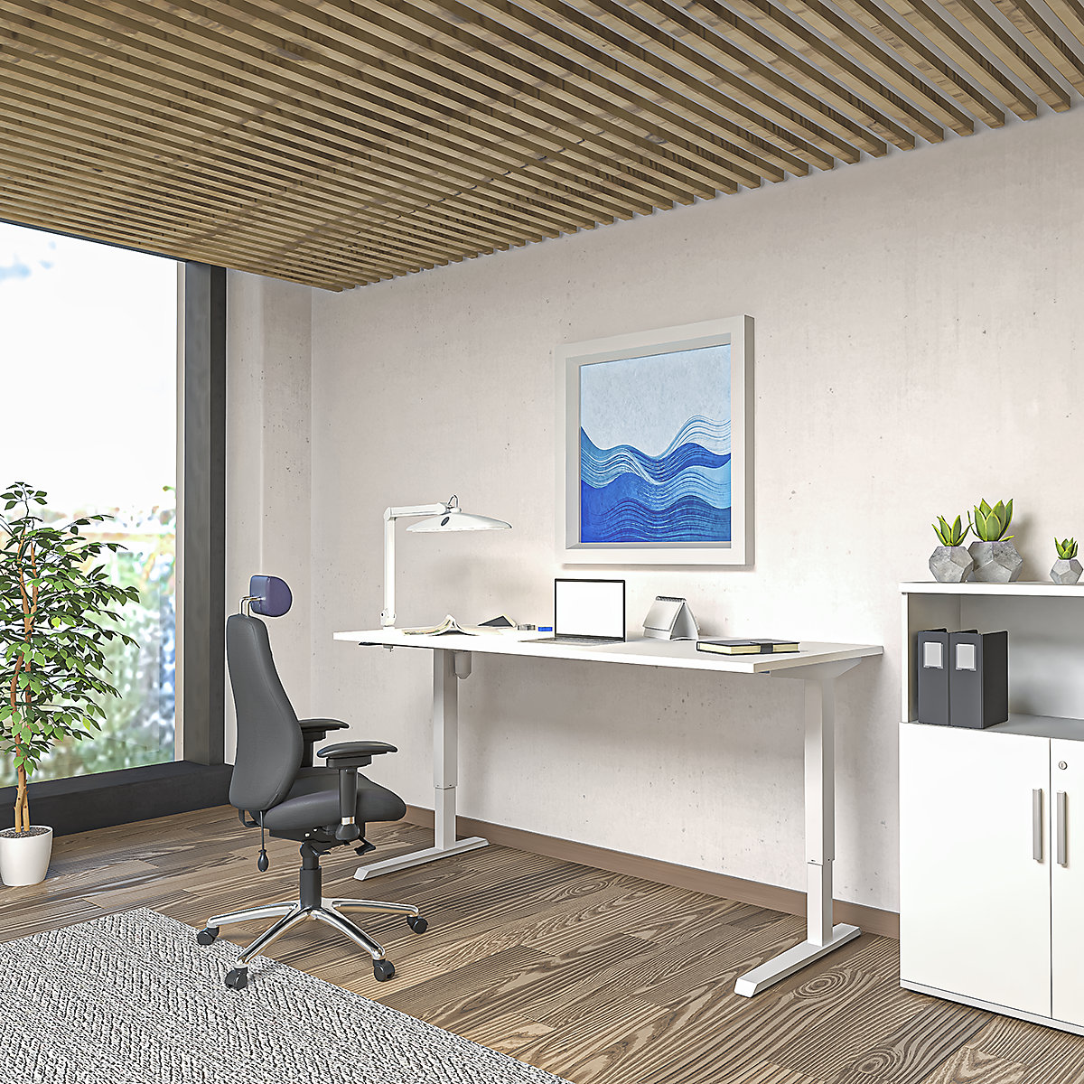 Birou Venla, înălțime reglabilă electric – eurokraft basic (Imagine produs 10)-9