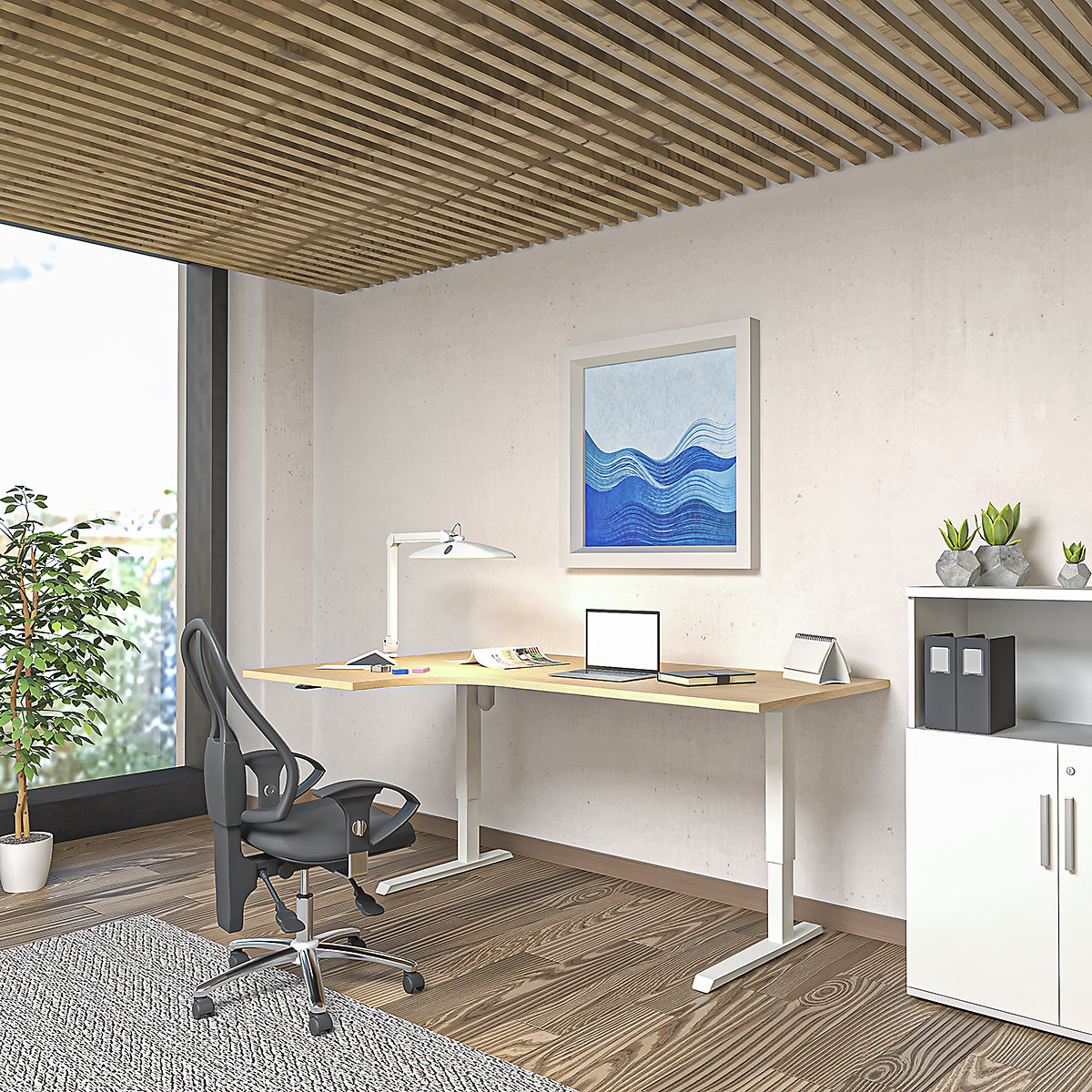 Birou Venla, înălțime reglabilă electric – eurokraft basic (Imagine produs 8)-7