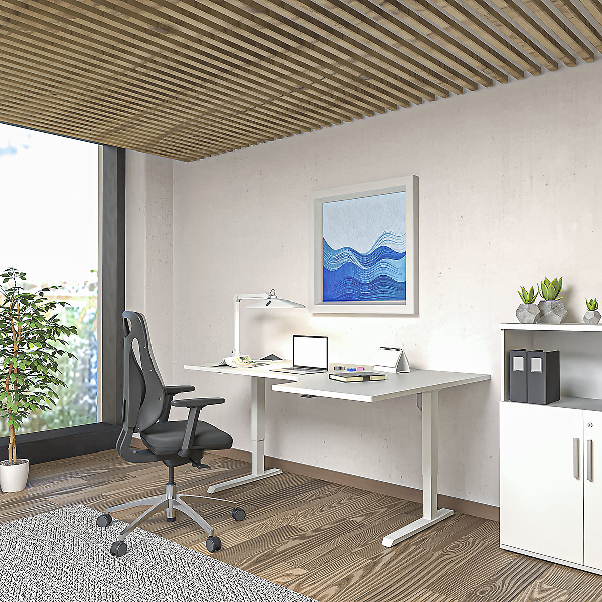 Birou Venla, înălțime reglabilă electric – eurokraft basic (Imagine produs 8)-7