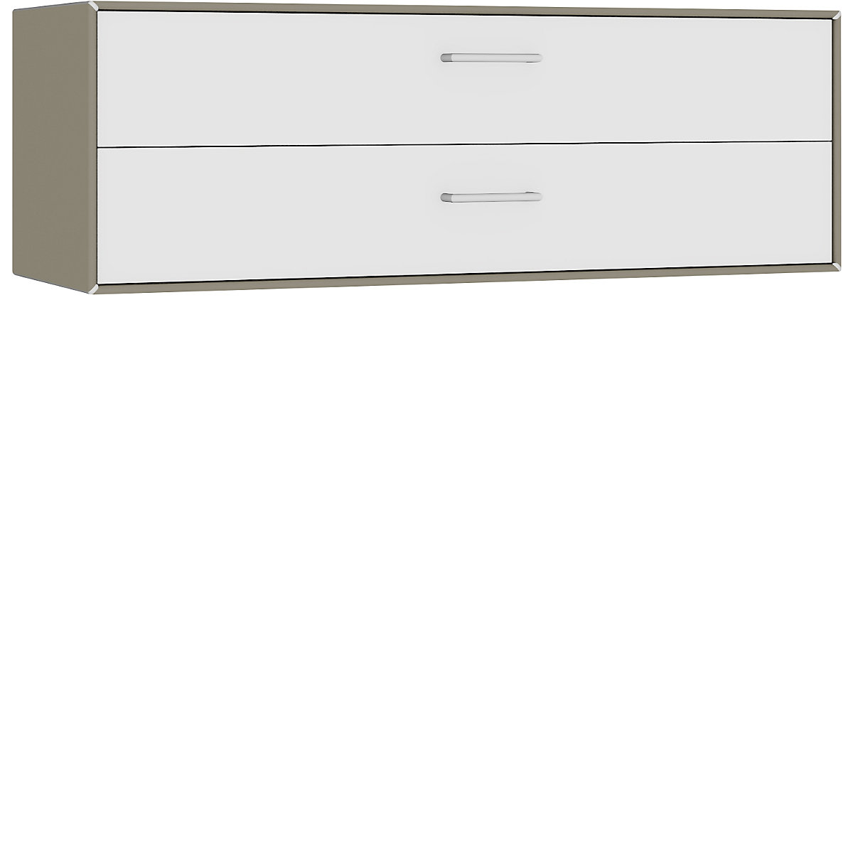 Cuie individuală, suspendată – mauser, 2 sertare, lățime 1155 mm, gri-bej / alb pur-5
