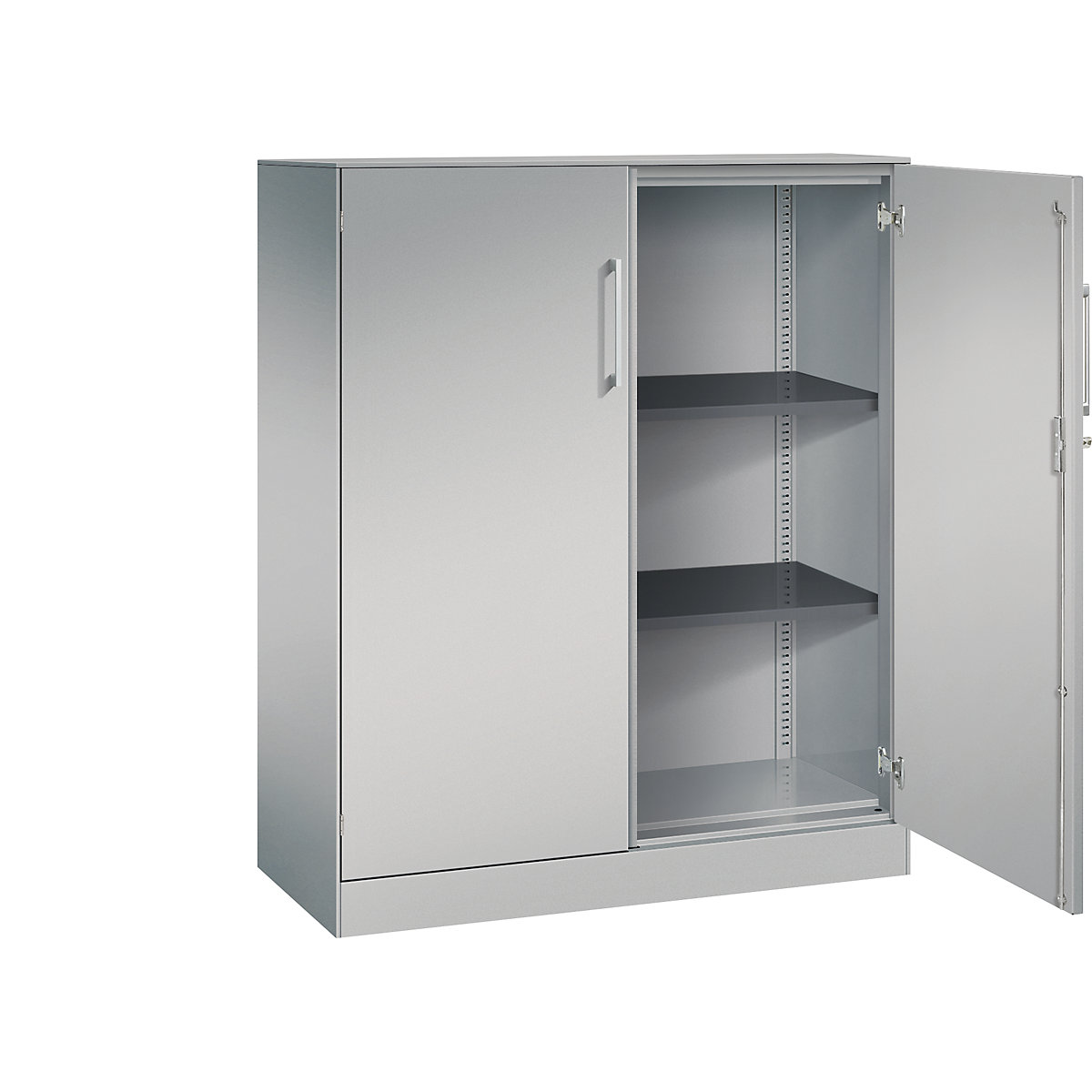 Dulap cu uși cu canaturi ASISTO, înălțime 1292 mm – C+P, lățime 1000 mm, 2 polițe, alb aluminiu/alb aluminiu-6