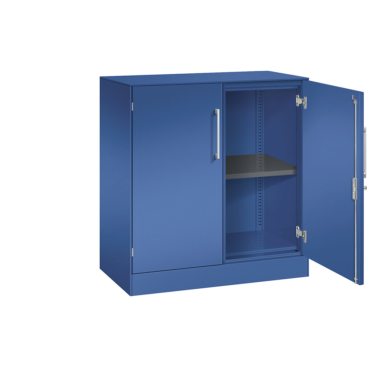 Dulap cu uși cu canaturi ASISTO, înălțime 897 mm – C+P, lățime 800 mm, 1 poliță, albastru gențiană/albastru gențiană-17