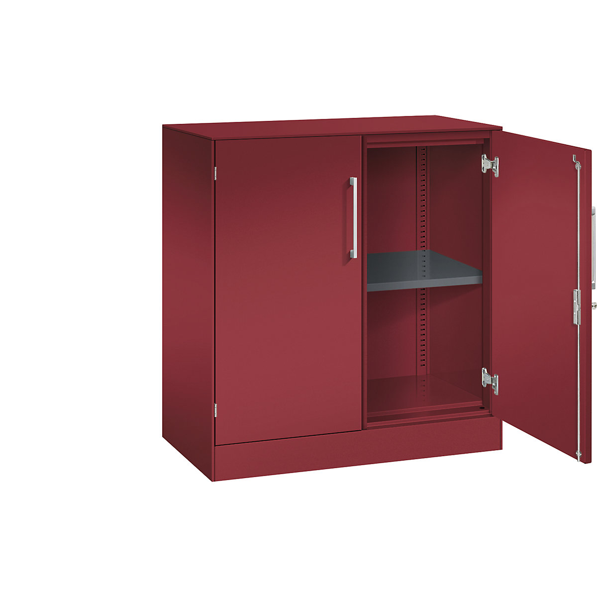 Dulap cu uși cu canaturi ASISTO, înălțime 897 mm – C+P, lățime 800 mm, 1 poliță, roșu rubin/roșu rubin-10