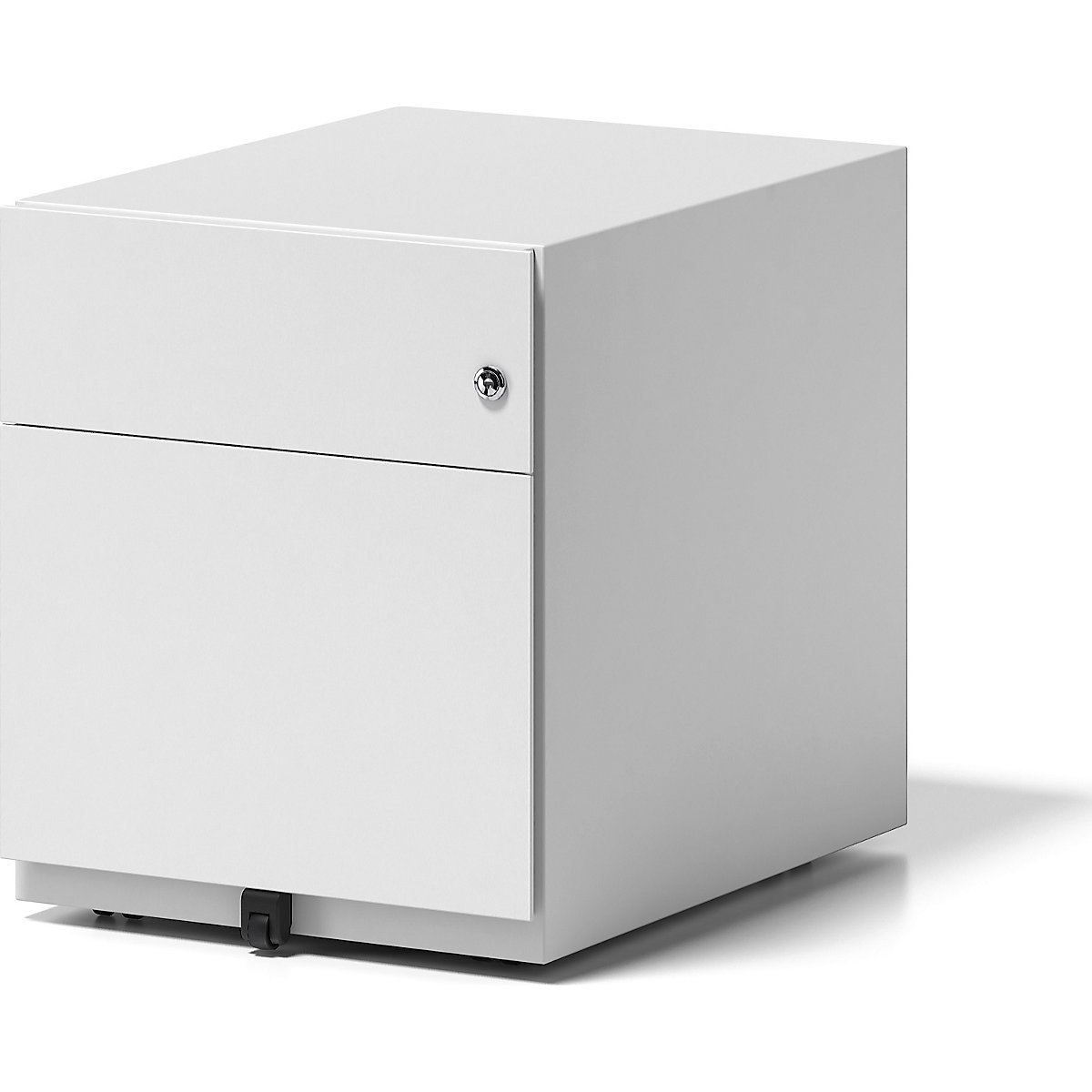 Casetieră Note™, cu 1 registratură suspendată, 1 sertar universal – BISLEY, î. x lăț. x ad. 495 x 420 x 565 mm, cu margine de prindere, alb trafic-9