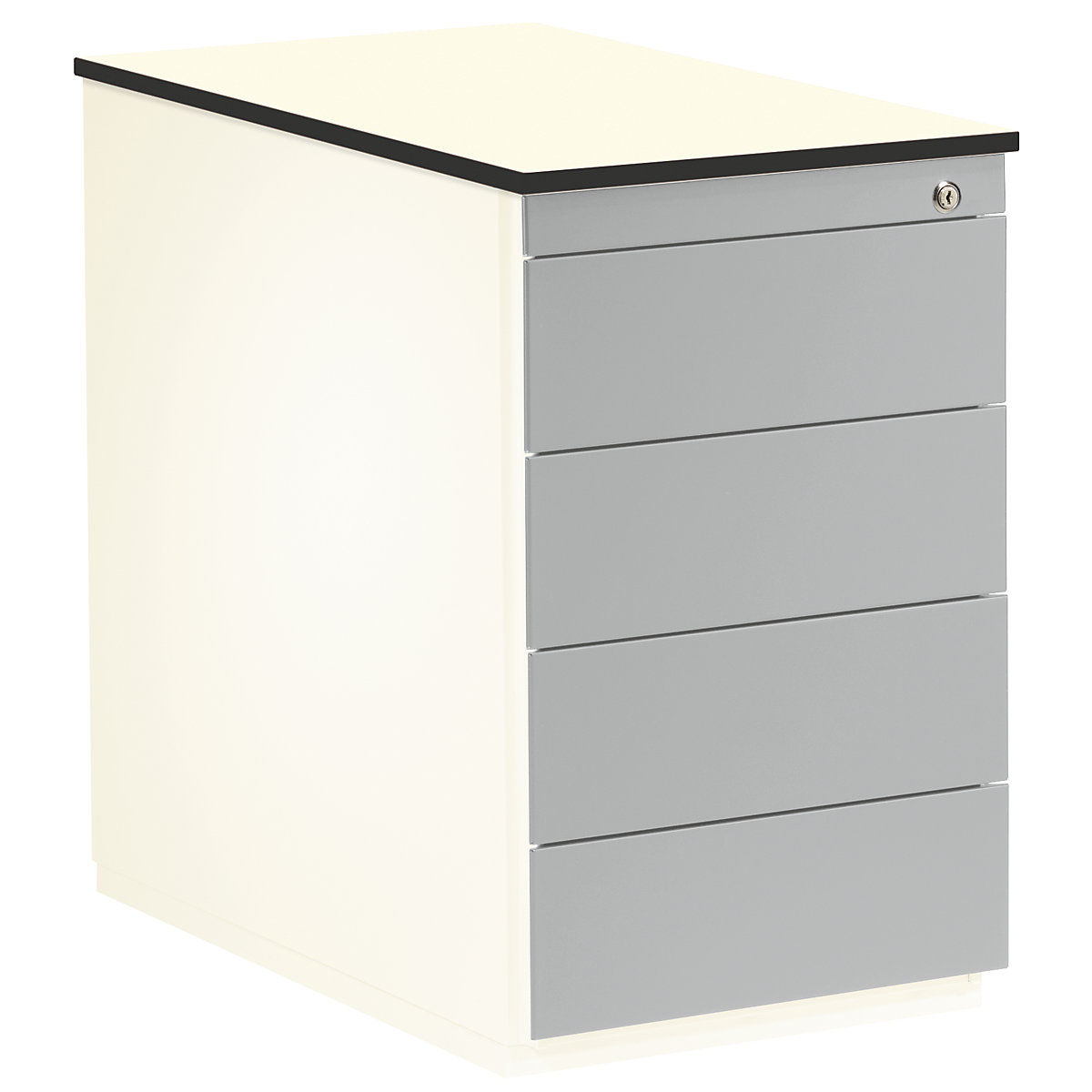 Casetieră cu sertare – mauser, î. x ad. 708 x 800 mm, 4 sertare, alb pur / alb aluminiu / alb