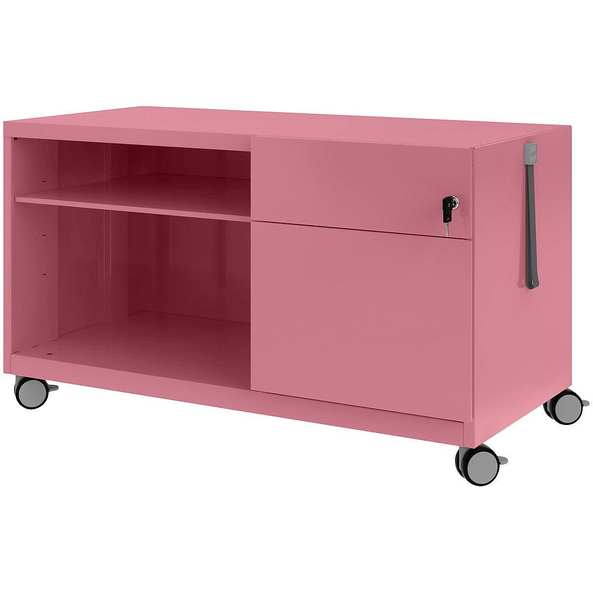 Note™ CADDY, î. x lăț. x ad. 563 x 1000 x 490 mm – BISLEY, dreapta 1 sertar universal și pentru registratură suspendată, roz