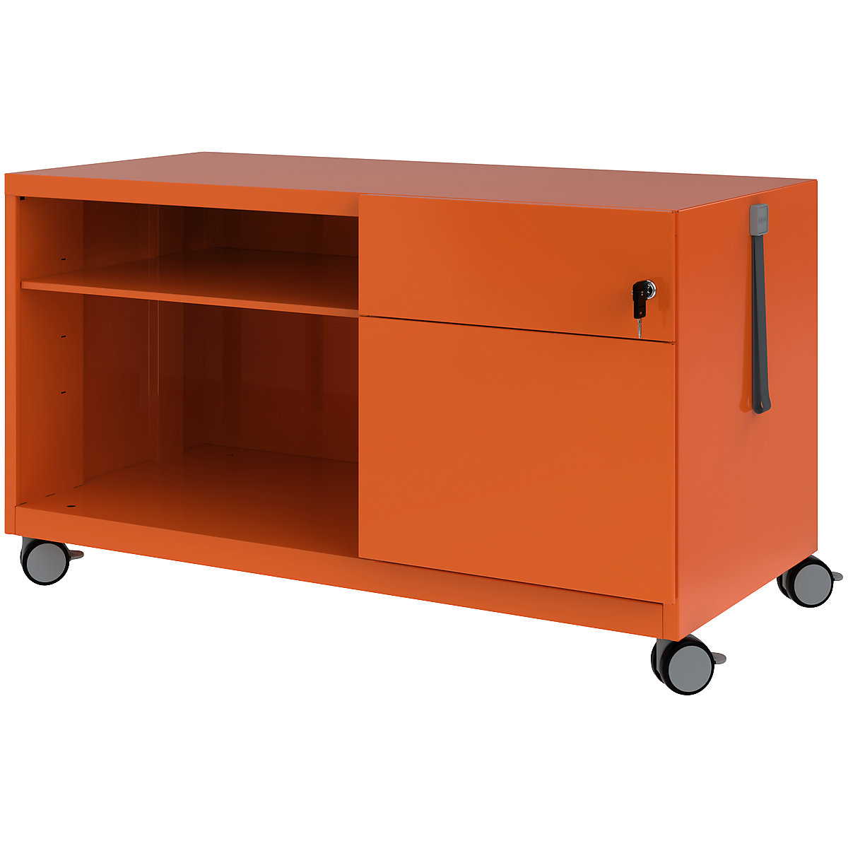 Note™ CADDY, î. x lăț. x ad. 563 x 1000 x 490 mm – BISLEY, dreapta 1 sertar universal și pentru registratură suspendată, portocaliu