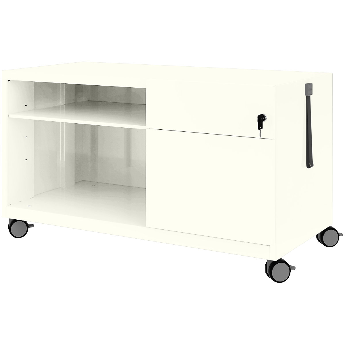 Note™ CADDY, î. x lăț. x ad. 563 x 1000 x 490 mm – BISLEY, dreapta 1 sertar universal și pentru registratură suspendată, alb pur
