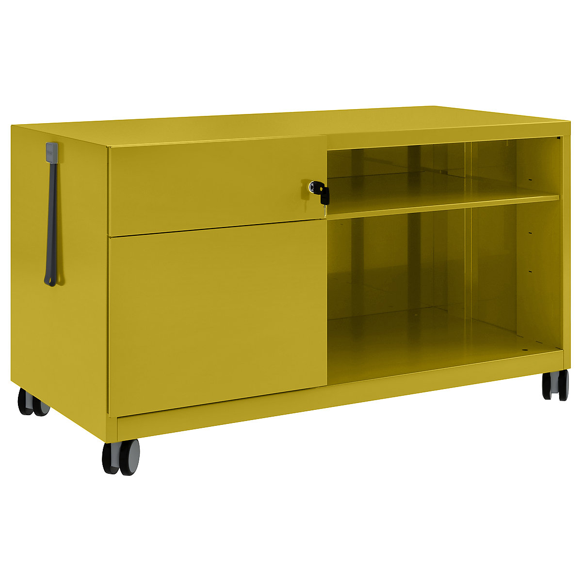 Note™ CADDY, î. x lăț. x ad. 563 x 1000 x 490 mm – BISLEY, stânga 1 sertar universal și pentru registratură suspendată, tickleweed