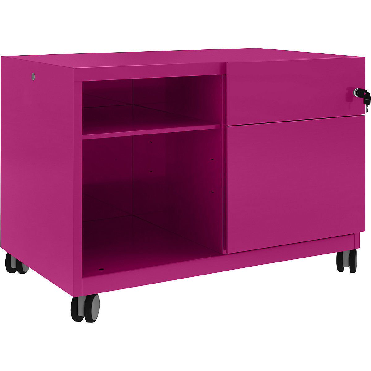 Note™ CADDY, î. x lăț. x ad. 563 x 800 x 490 mm – BISLEY, dreapta 1 sertar universal și pentru registratură suspendată, fucsia