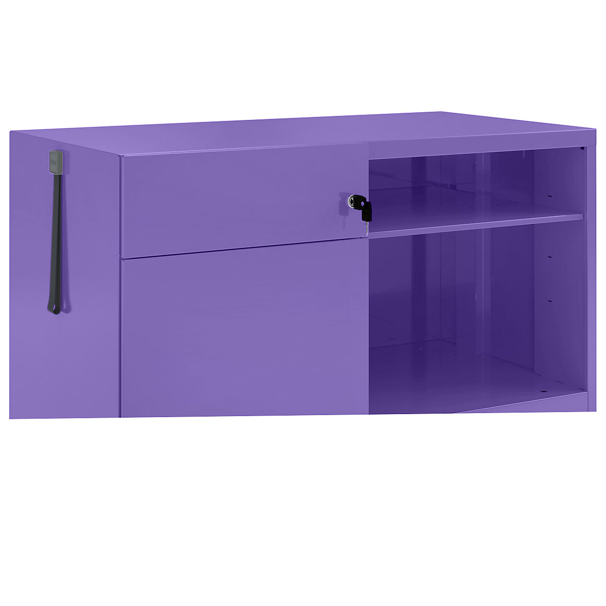 Note™ CADDY, î. x lăț. x ad. 563 x 900 x 490 mm – BISLEY, stânga 1 sertar universal și pentru registratură suspendată, parma