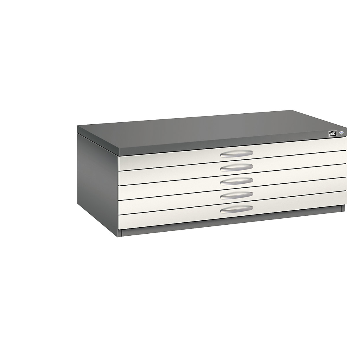 Dulap pentru planșe – C+P, DIN A1, 5 sertare, înălțime 420 mm, gri vulcan / alb perlat-13