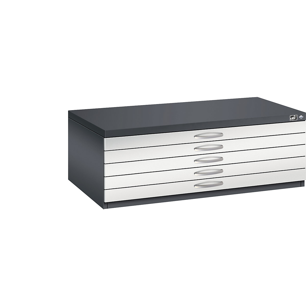 Dulap pentru planșe – C+P, DIN A1, 5 sertare, înălțime 420 mm, gri negru / gri deschis-18