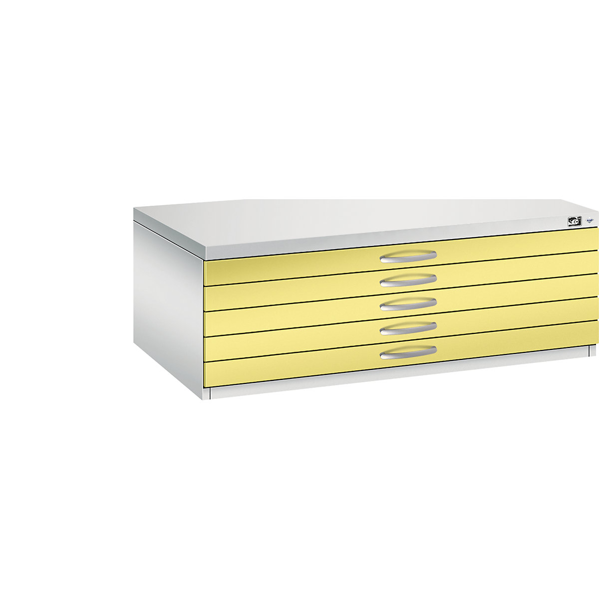 Dulap pentru planșe – C+P, DIN A1, 5 sertare, înălțime 420 mm, gri deschis / galben sulf-19