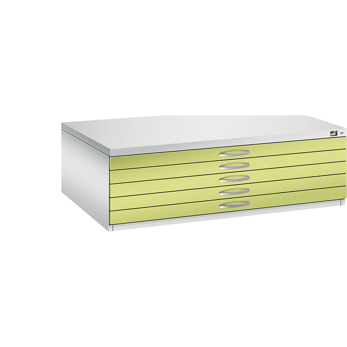Dulap pentru planșe – C+P, DIN A0, 5 sertare, înălțime 420 mm, gri deschis / verde viridin-19