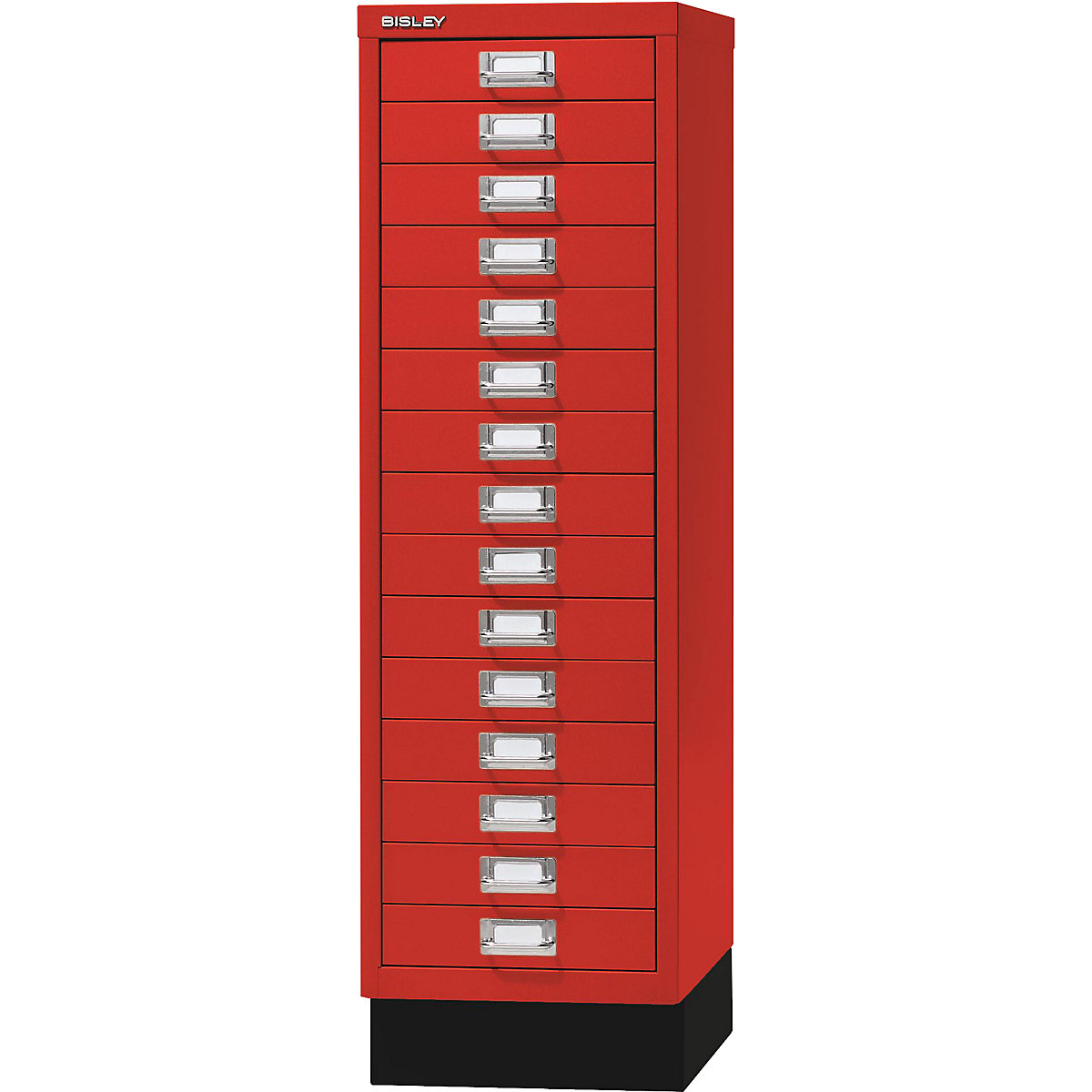 MultiDrawer™ seria 39 – BISLEY, cu soclu, DIN A4, 15 sertare, roșu cardinal, negru-5