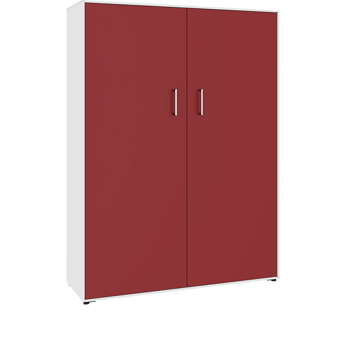 mauser – Dulap cu uși cu canaturi, 2 uși, 8 compartimente, lățime 1155 mm, alb pur / roșu rubin