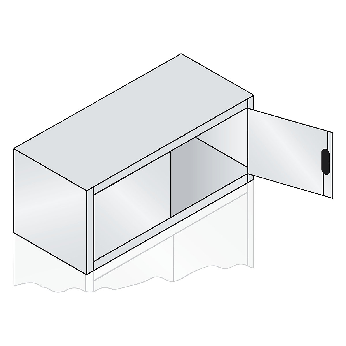 Dulap suprapus cu uși cu canaturi ACURADO – C+P, î. x lăț. x ad. 500 x 1200 x 500 mm, gri deschis-5