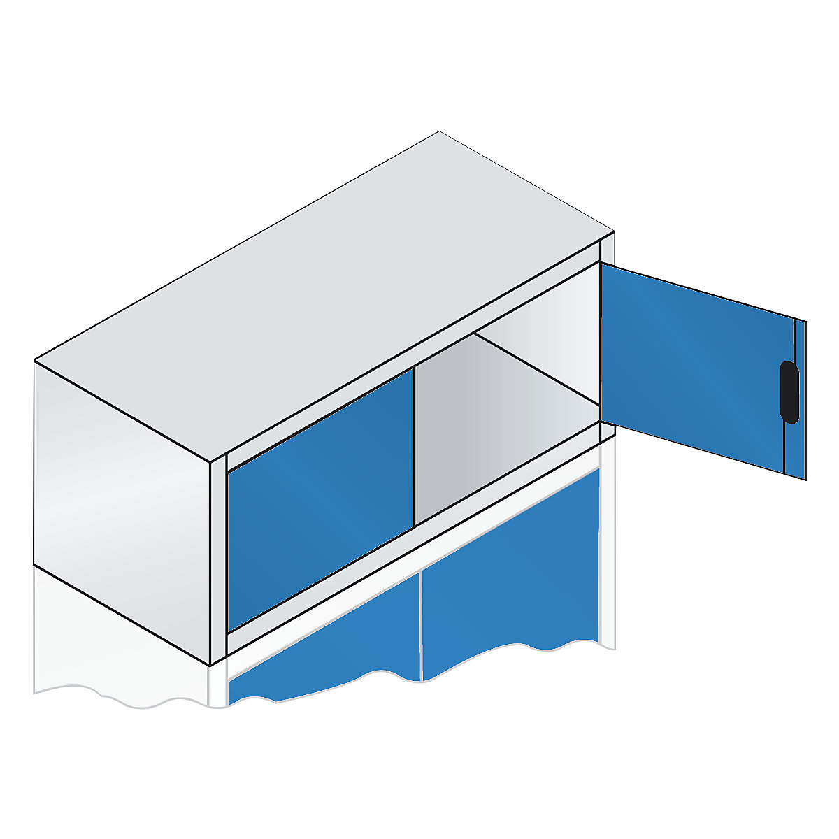 Dulap suprapus cu uși cu canaturi ACURADO – C+P, î. x lăț. x ad. 500 x 1200 x 500 mm, gri deschis / albastru deschis-6