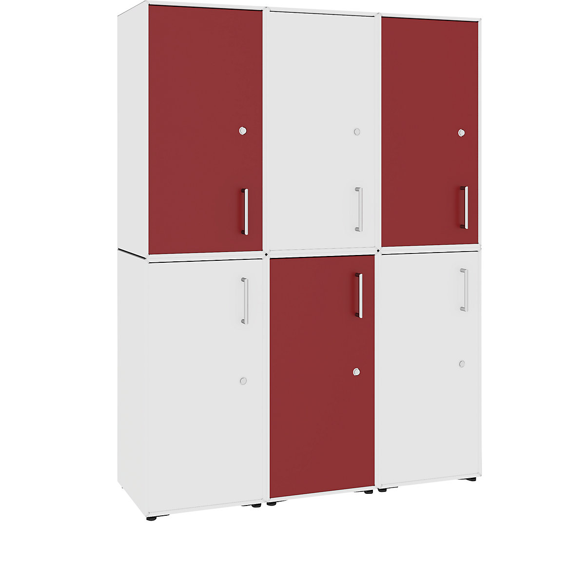 mauser – Combinație de uși cu canaturi, 6 uși a câte 2 compartimente, alb pur / roșu rubin
