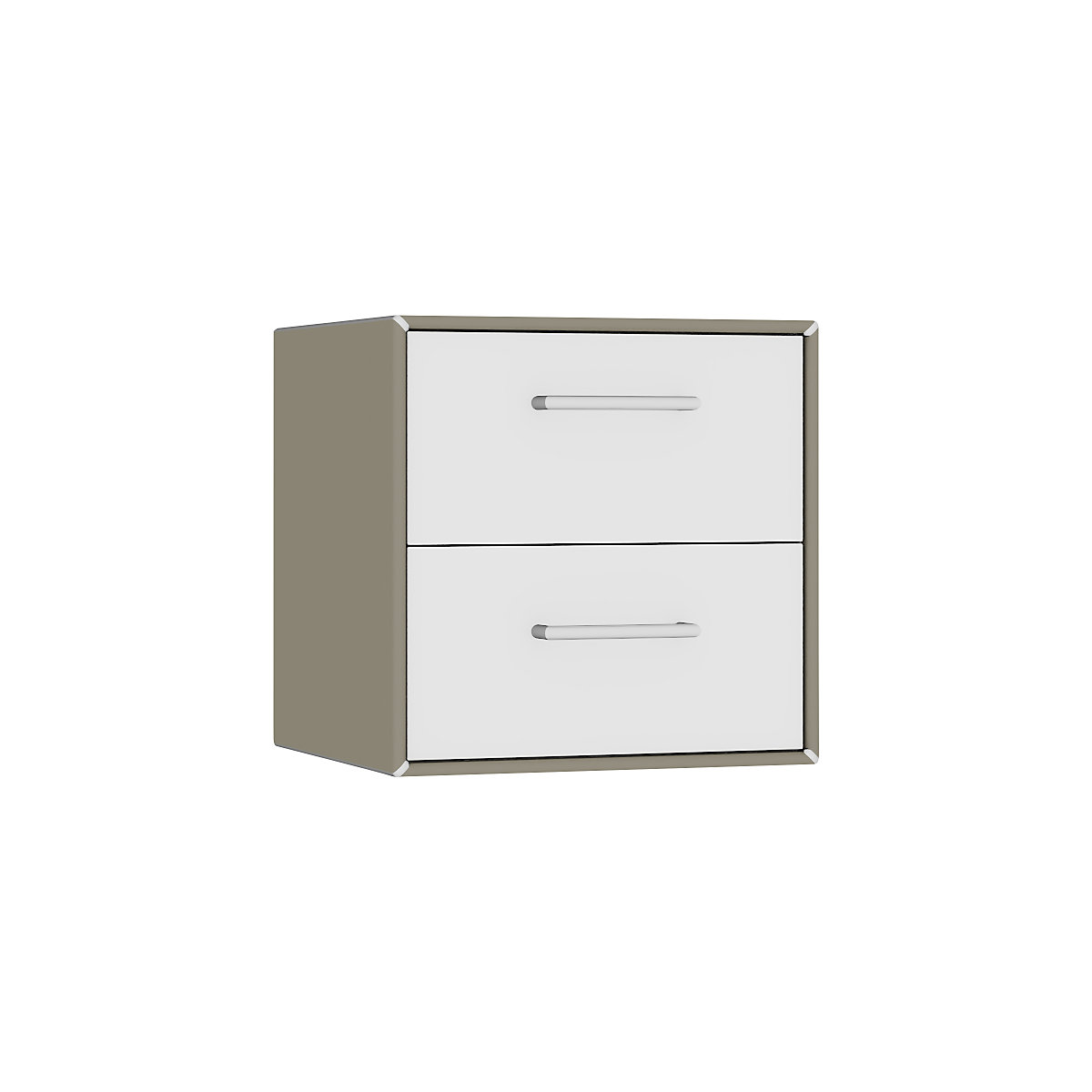 mauser – Cuie individuală, suspendată, 2 sertare, lățime 385 mm, gri-bej / alb pur