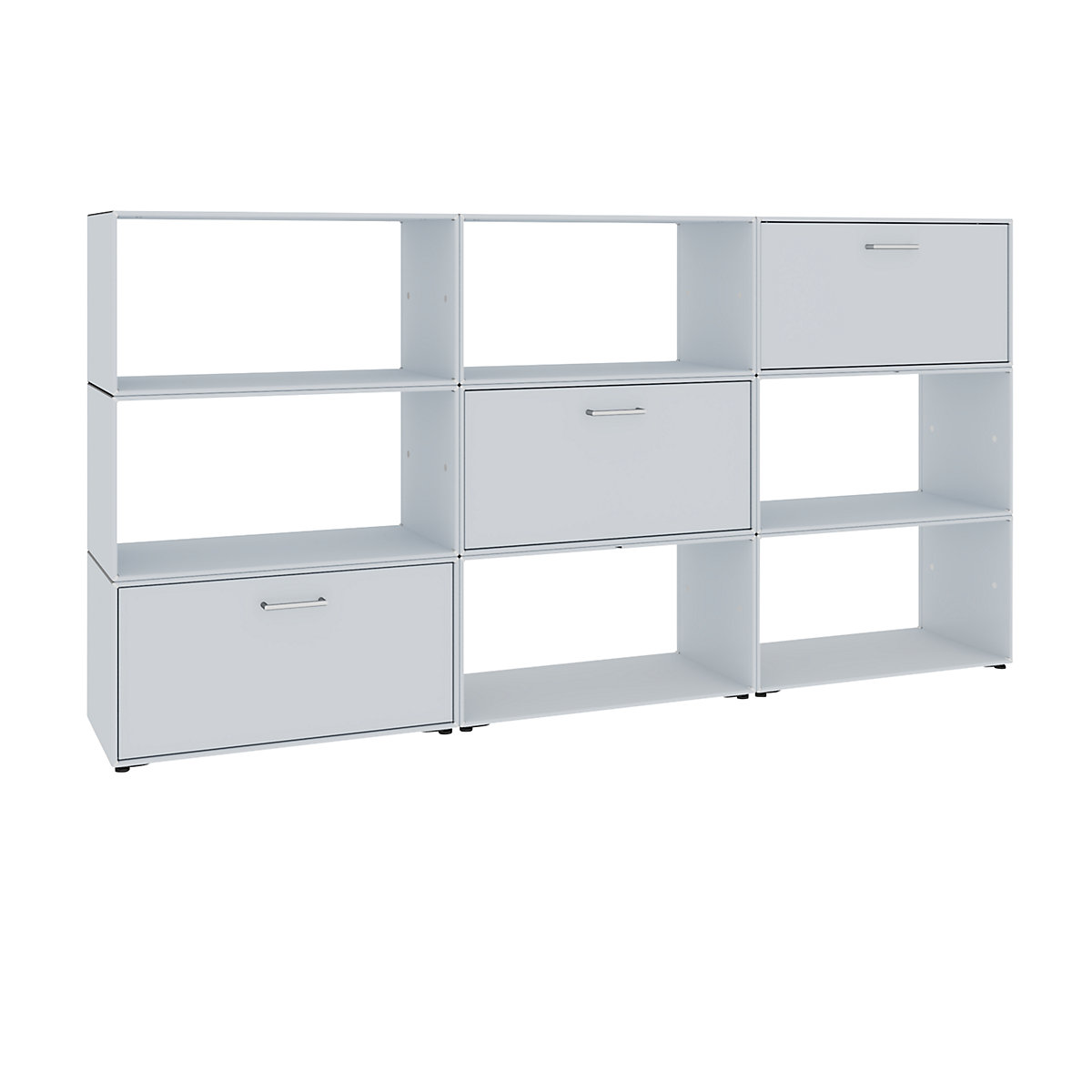 mauser – Separator de spații, 2 uși de bar, 1 sertar, rafturi cu 6 compartimente, alb aluminiu