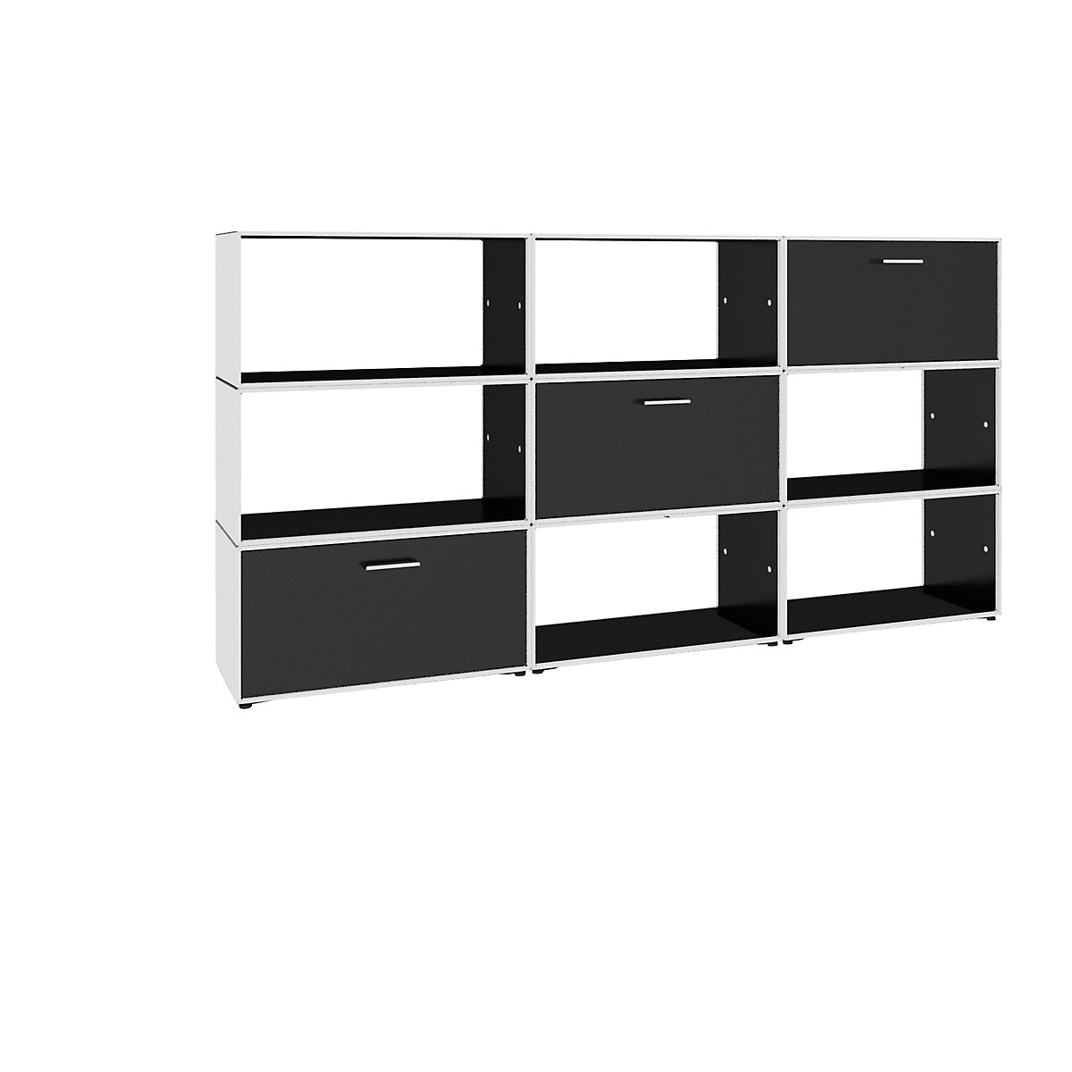 mauser – Separator de spații, 2 uși de bar, 1 sertar, rafturi cu 6 compartimente, alb semnal / negru intens
