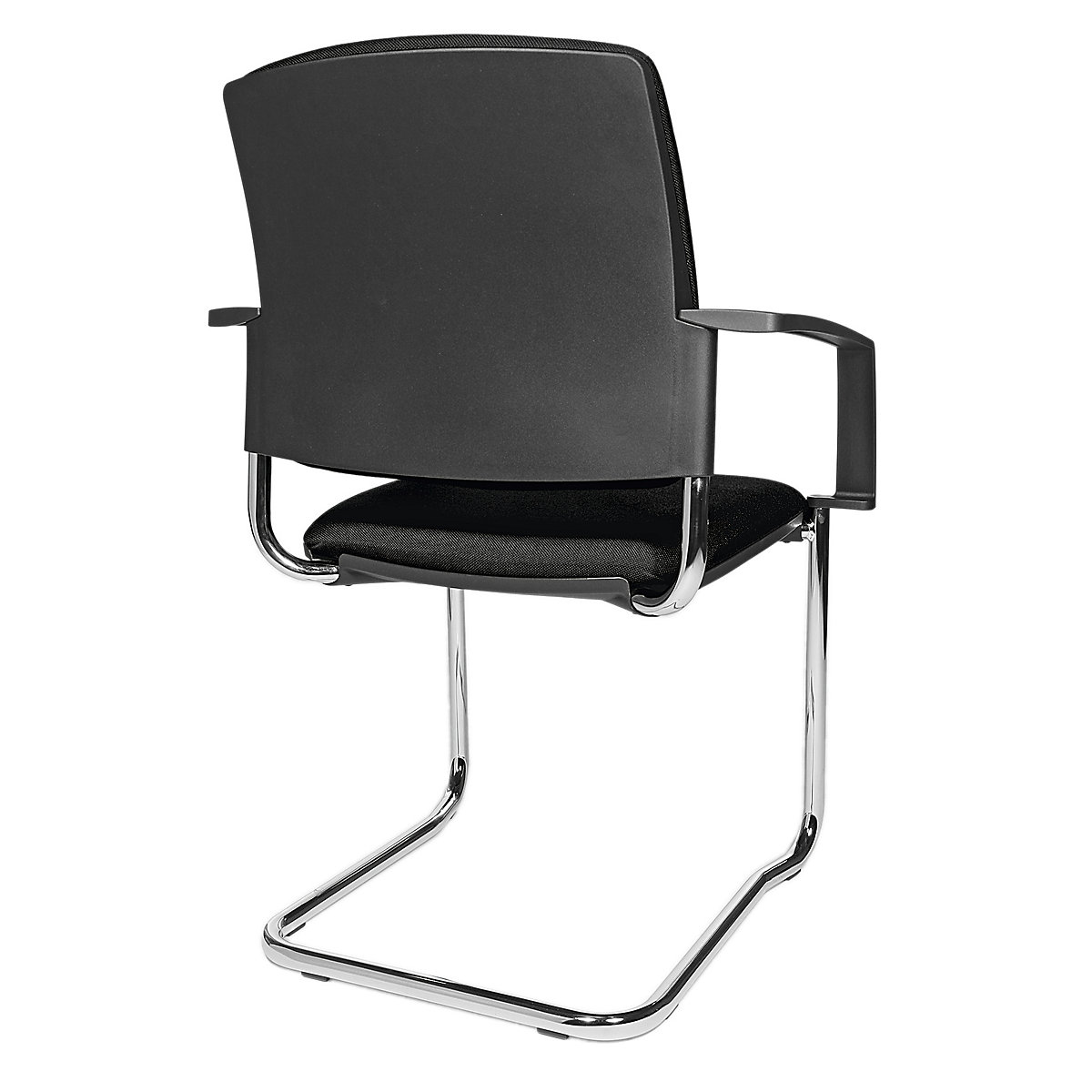 Scaun cu tapițerie care poate fi stivuit – Topstar, scaun tip consolă, amb. 2 buc., cadru cromat, tapițerie neagră-5