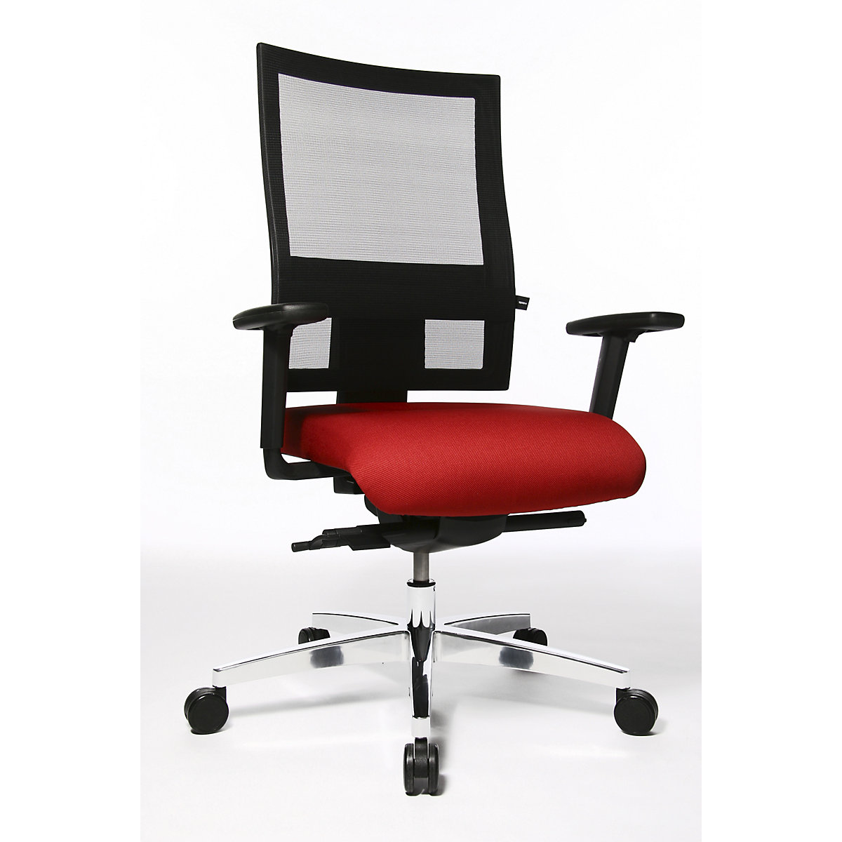 Scaun rotativ de birou PROFI NET 11 – Topstar, cotiere reglabile pe înălțime cu strat Softpad, roșu-4