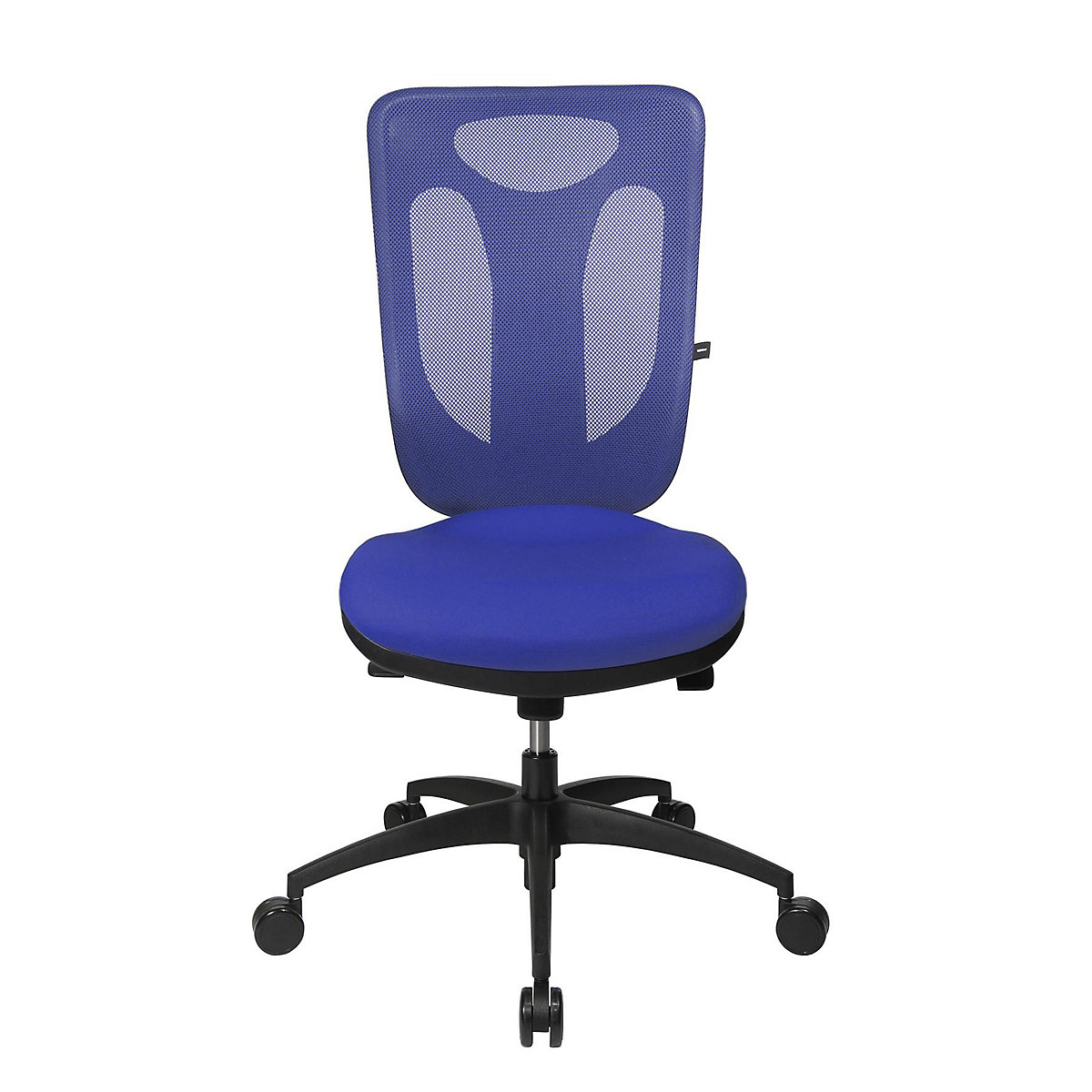 Scaun rotativ ergonomic, mecanism sincron, șezut ergonomic – Topstar, cu spătar din plasă, albastru-16