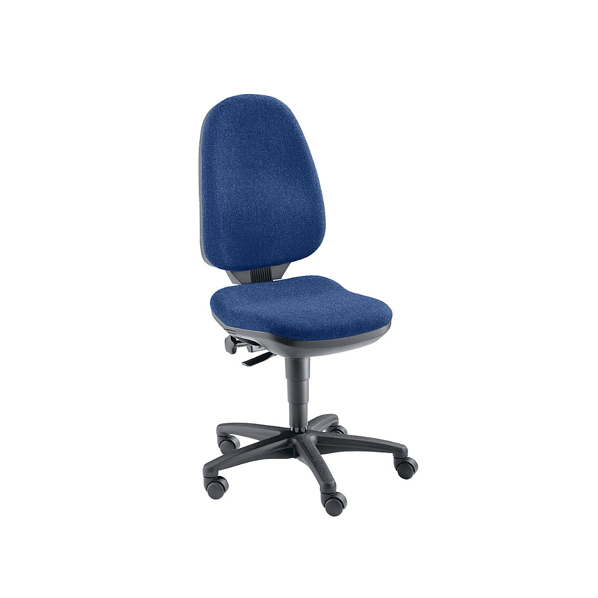 Scaun rotativ ergonomic – Topstar, fără cotiere, tapițerie albastru închis-4