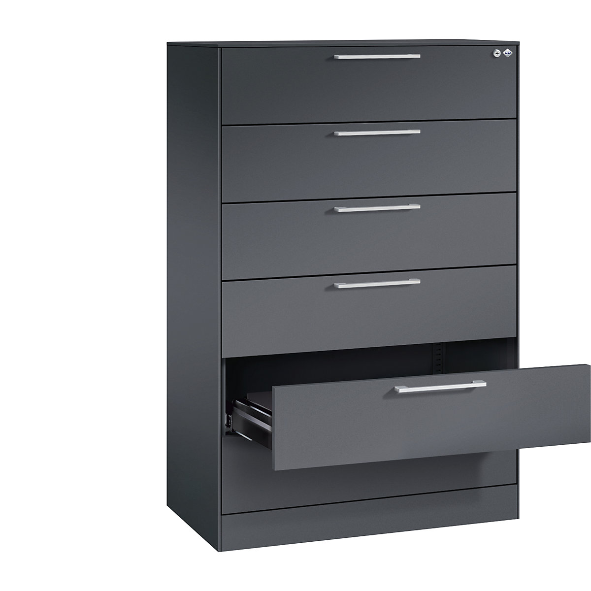 Armoire à fiches ASISTO – C+P, hauteur 1292 mm, 6 tiroirs, format A5 horizontal, gris noir / gris noir-11