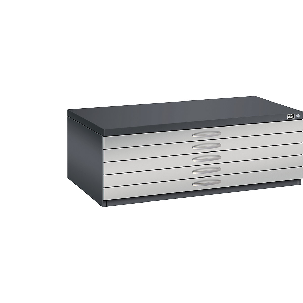 Armoire à plans – C+P, format A1, 5 tiroirs, hauteur 420 mm, gris noir / aluminium-17