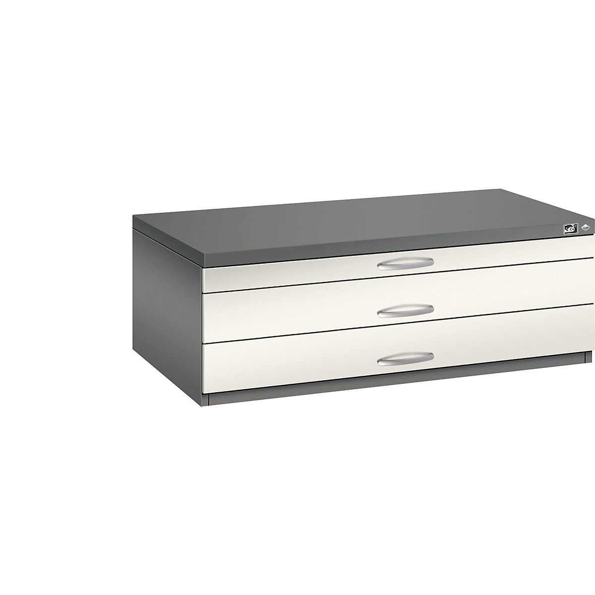 Armoire à plans – C+P, format A1, 3 tiroirs, hauteur 420 mm, gris volcan / blanc perle-11