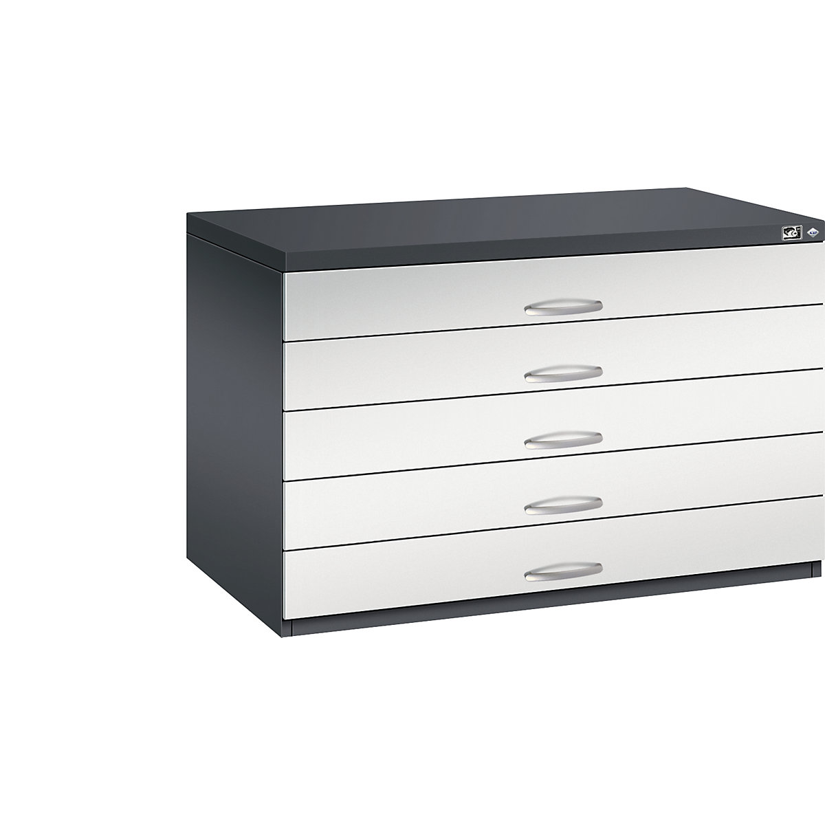 Armoire à plans – C+P, format A1, 5 tiroirs, hauteur 760 mm, gris noir / gris clair-11