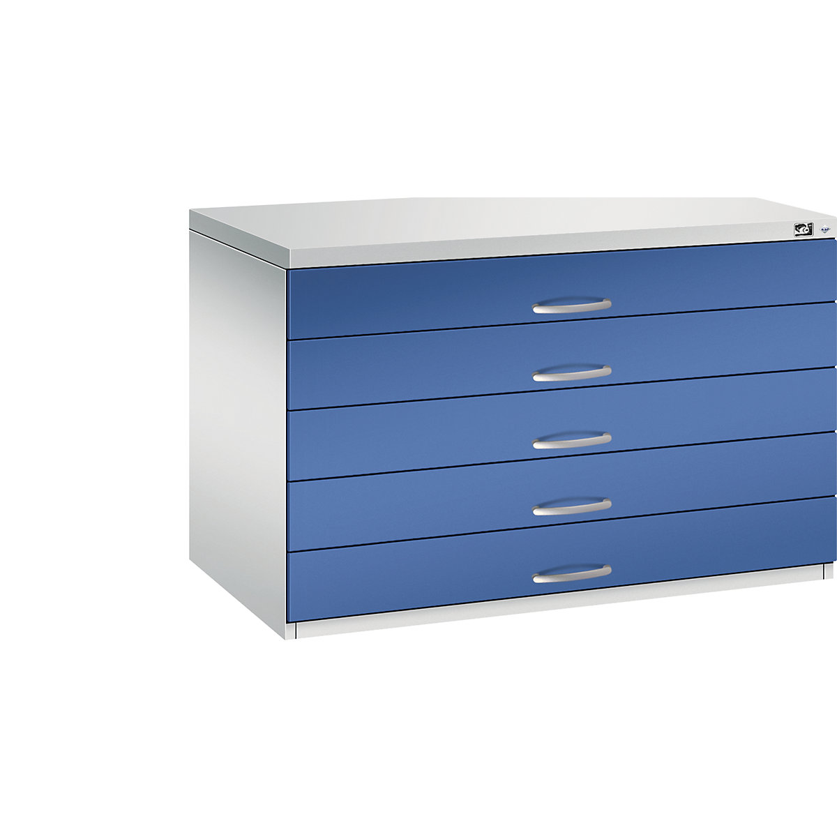 Armoire à plans – C+P, format A1, 5 tiroirs, hauteur 760 mm, gris clair / bleu gentiane-19