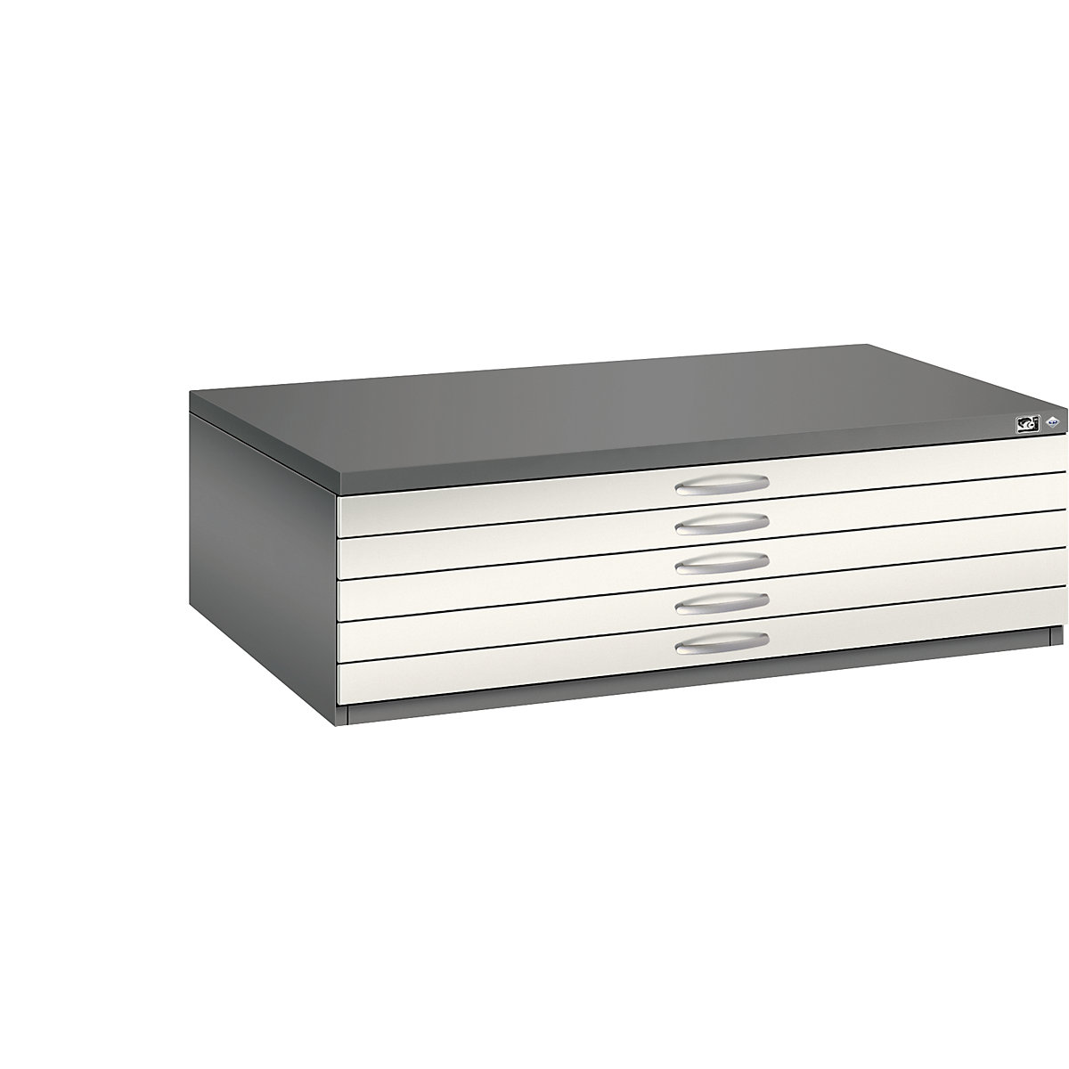 Armoire à plans – C+P, format A0, 5 tiroirs, hauteur 420 mm, gris volcan / blanc perle-16