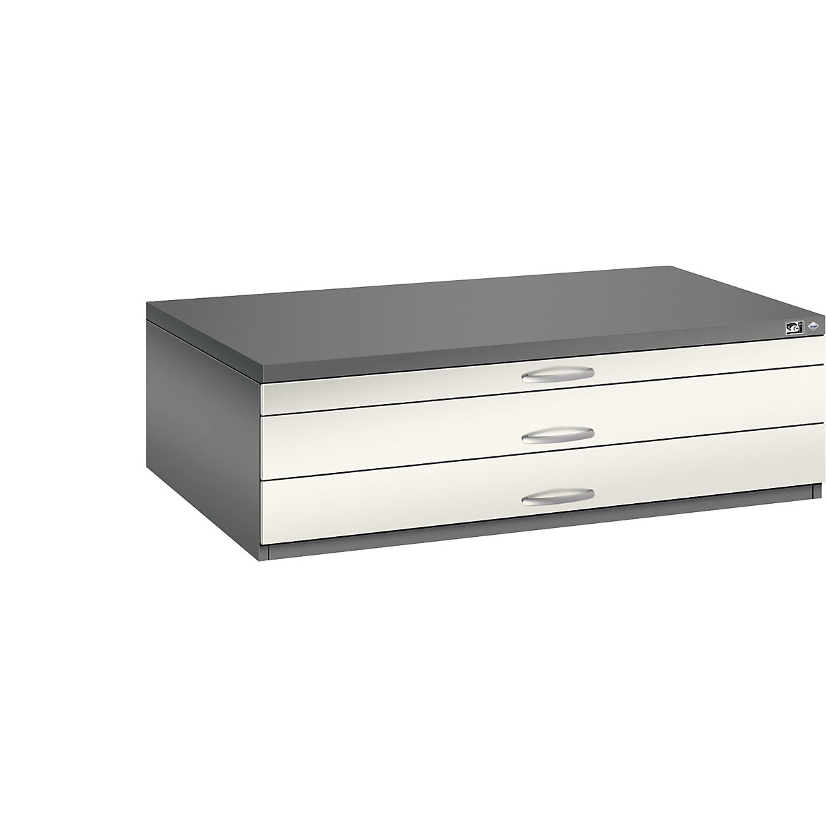 Armoire à plans – C+P, format A0, 3 tiroirs, hauteur 420 mm, gris volcan / blanc perle-11