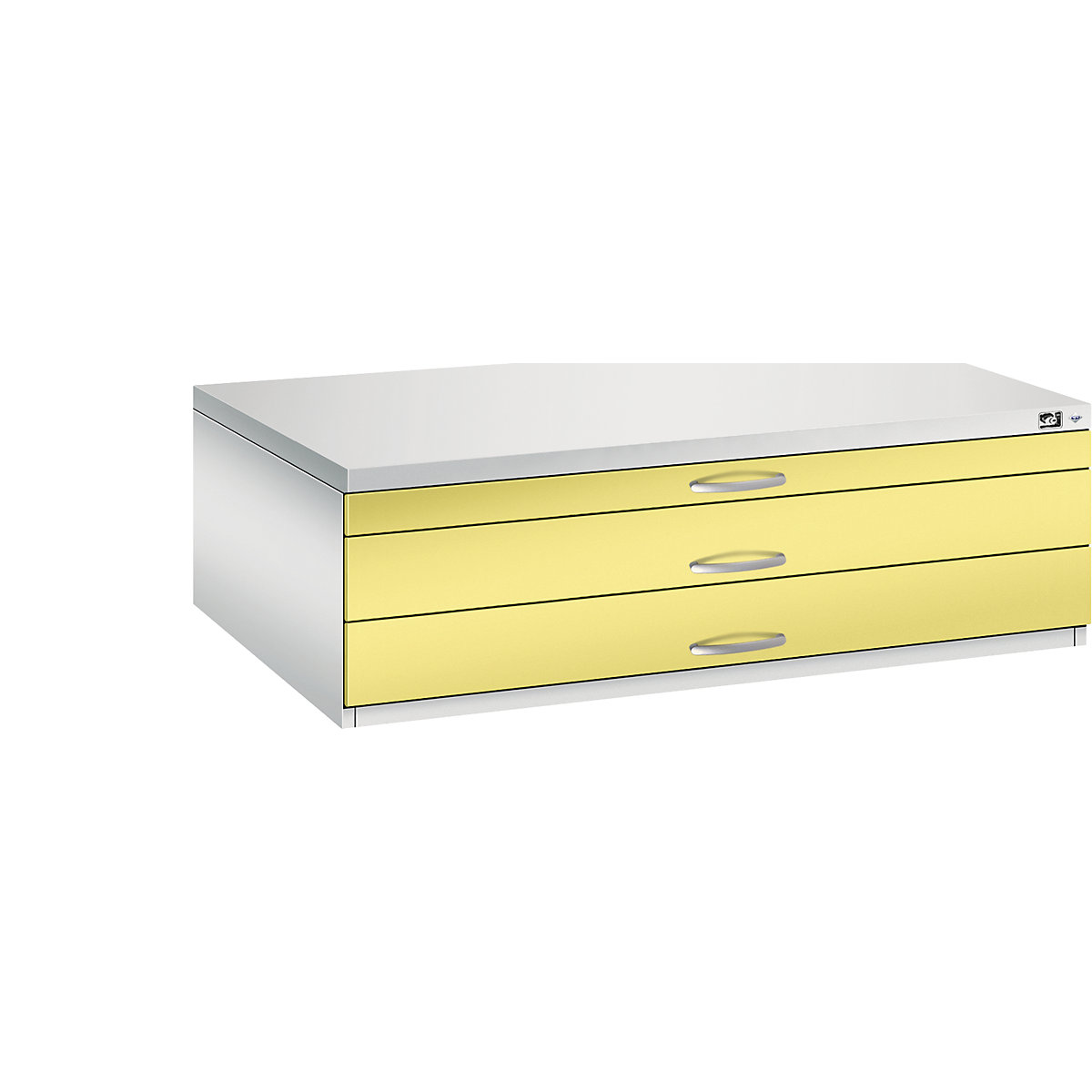 Armoire à plans – C+P, format A0, 3 tiroirs, hauteur 420 mm, gris clair / jaune soufre-19