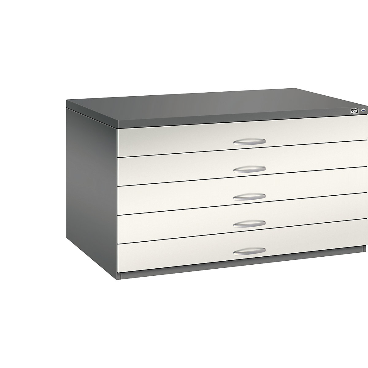 Armoire à plans – C+P, format A0, 5 tiroirs, hauteur 760 mm, gris volcan / blanc perle-17
