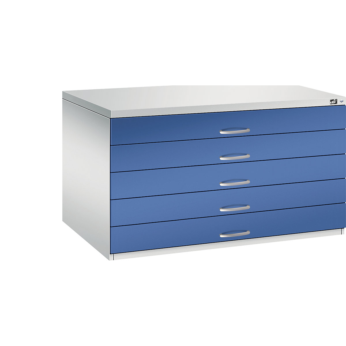 Armoire à plans – C+P, format A0, 5 tiroirs, hauteur 760 mm, gris clair / bleu gentiane-16