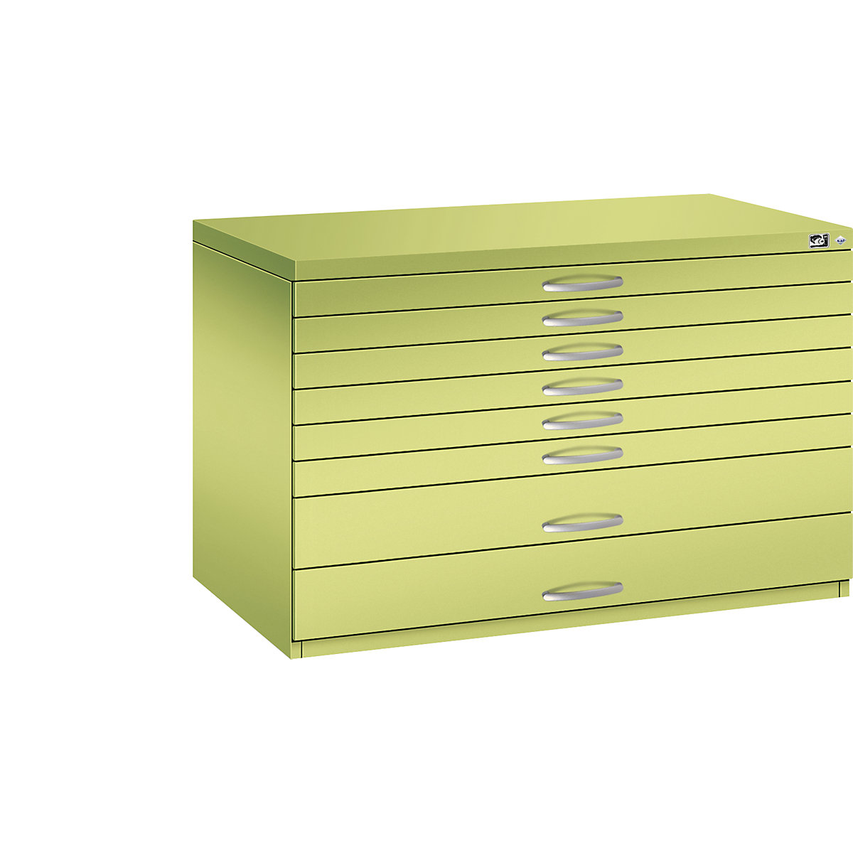 Armoire à plans – C+P, format A1, 8 tiroirs, hauteur 760 mm, vert viridin-10