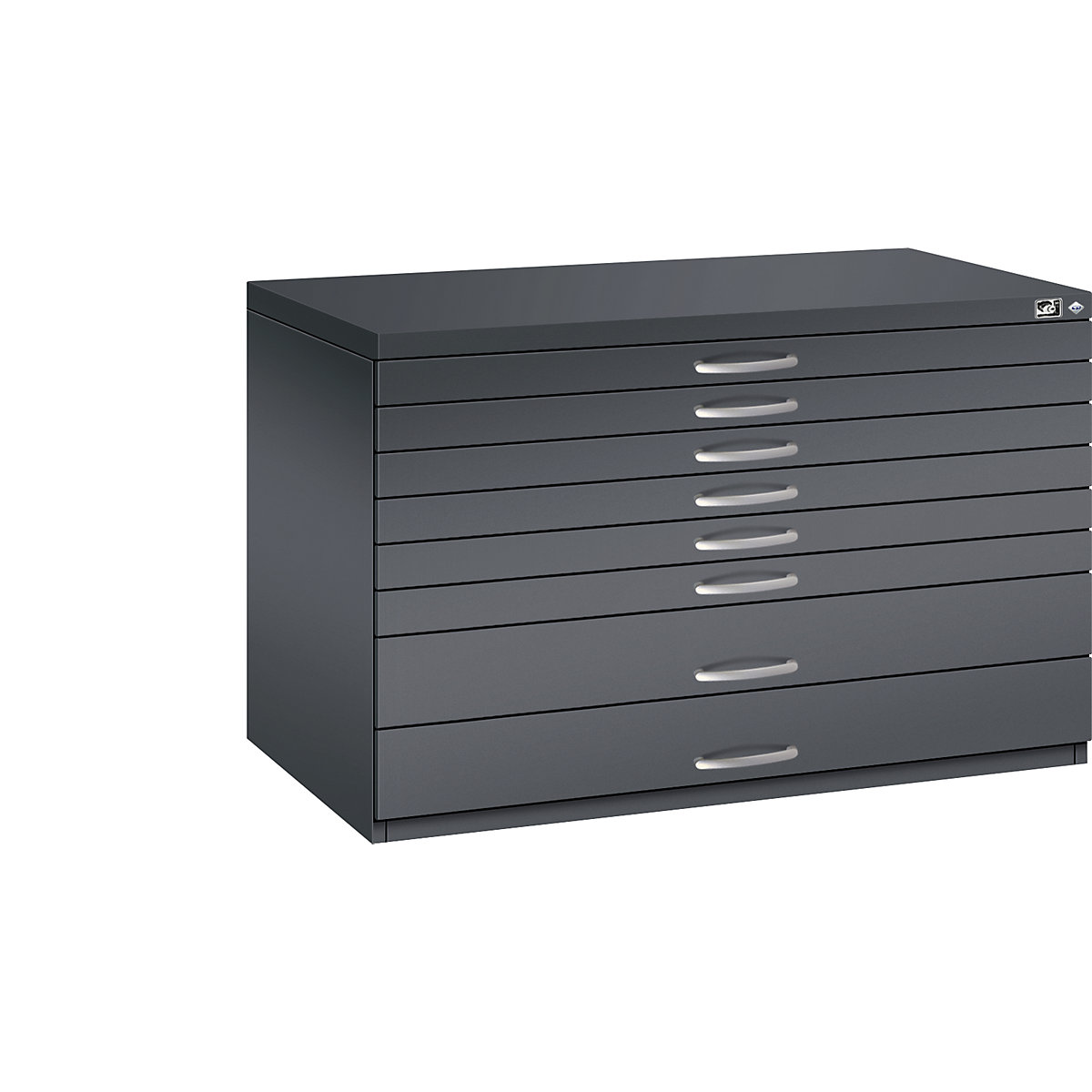Armoire à plans – C+P, format A1, 8 tiroirs, hauteur 760 mm, gris noir-17
