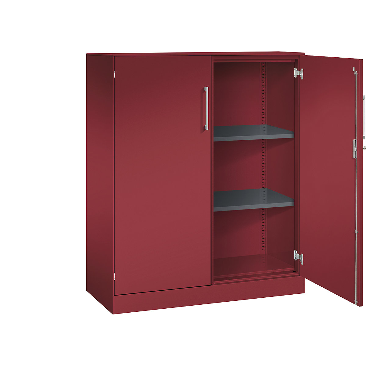 Armoire à portes battantes ASISTO, hauteur 1292 mm – C+P, largeur 1000 mm, 2 tablettes, rouge rubis / rouge rubis-5