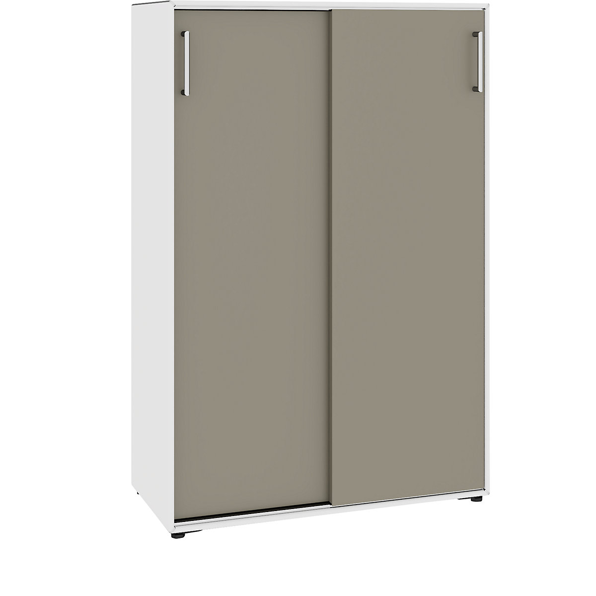 Armoire à portes coulissantes – mauser, 6 compartiments, largeur 770 mm, blanc pur / gris beige-3