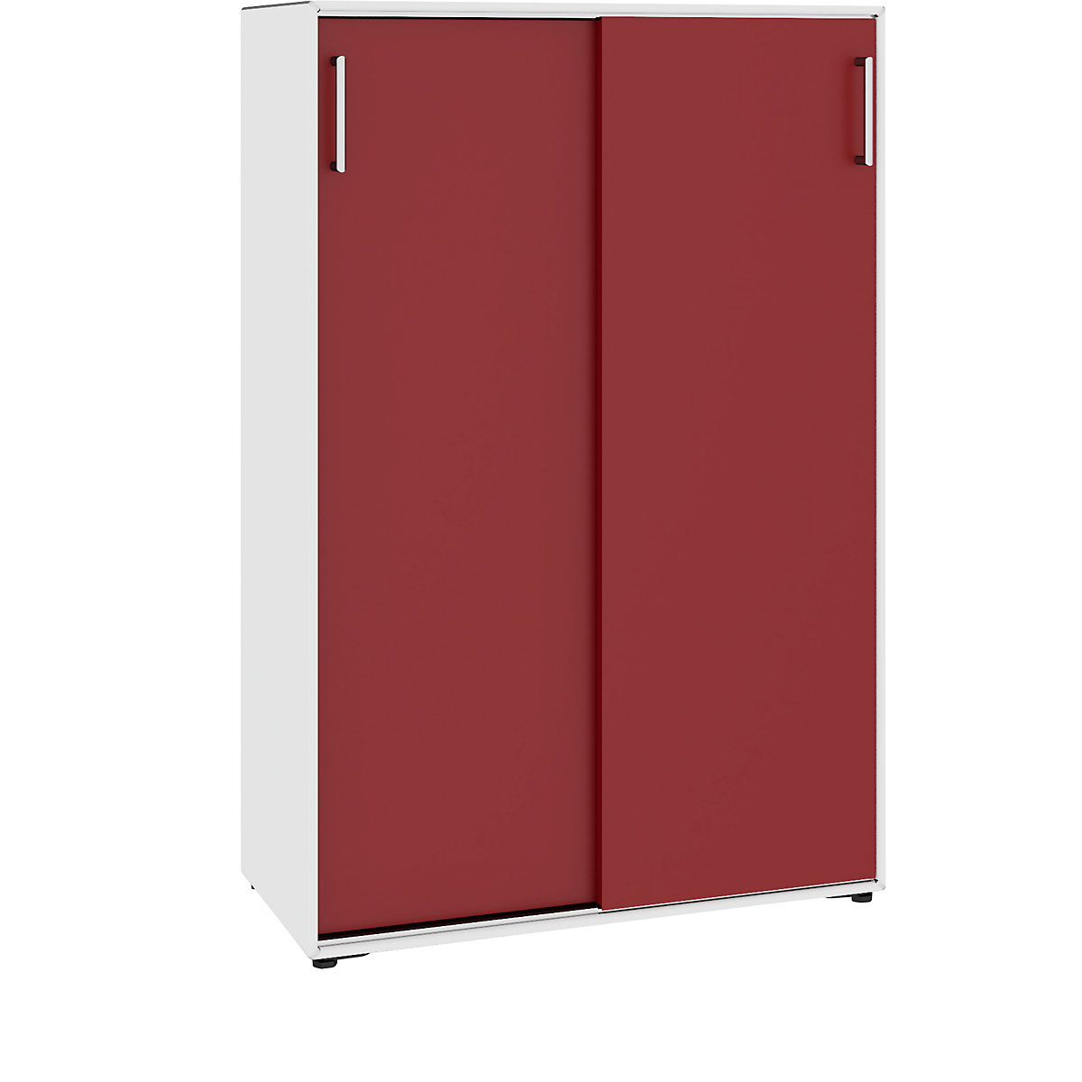 Armoire à portes coulissantes – mauser, 6 compartiments, largeur 770 mm, blanc pur / rouge rubis-6